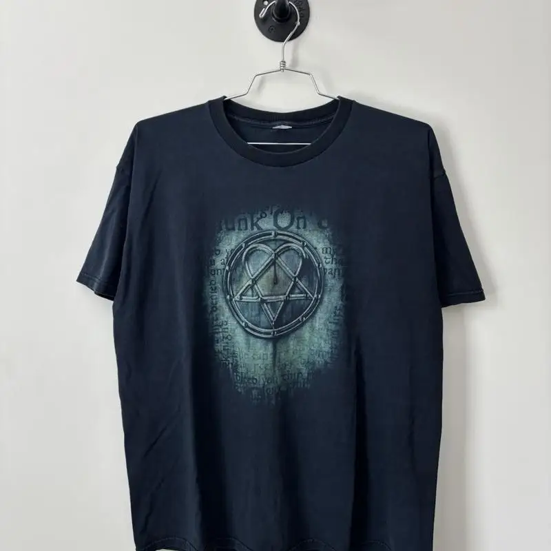 Band Tee Faded 90S - 빈티지 HIM 티셔츠 남성용 XL 블랙