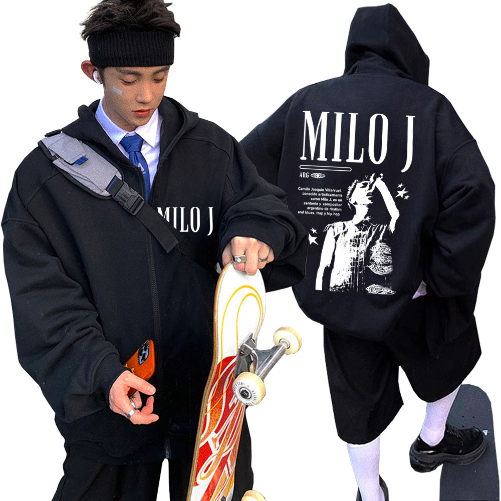 Vintage Fashion Pop Up - 래퍼 마일로 J 그래픽 지퍼 후드티