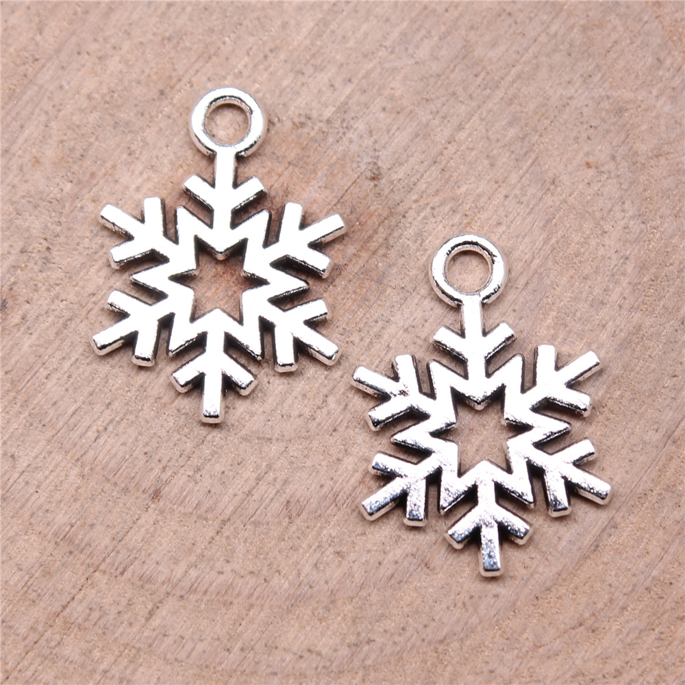 Vintage Fashion Theme - 40개 19x14mm(0.75x0.55인치) 앤틱 실버 컬러 눈송이