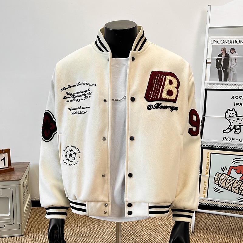 Varsity Jacket Wool - 2026 봄 신상 코트 소년 자수