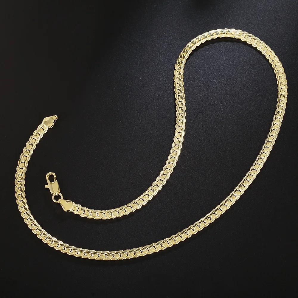 고품질 18K 골드 클래식 6MM 사이드웨이 체인 92 - Vintage Fashion Center 리뷰 및 가격