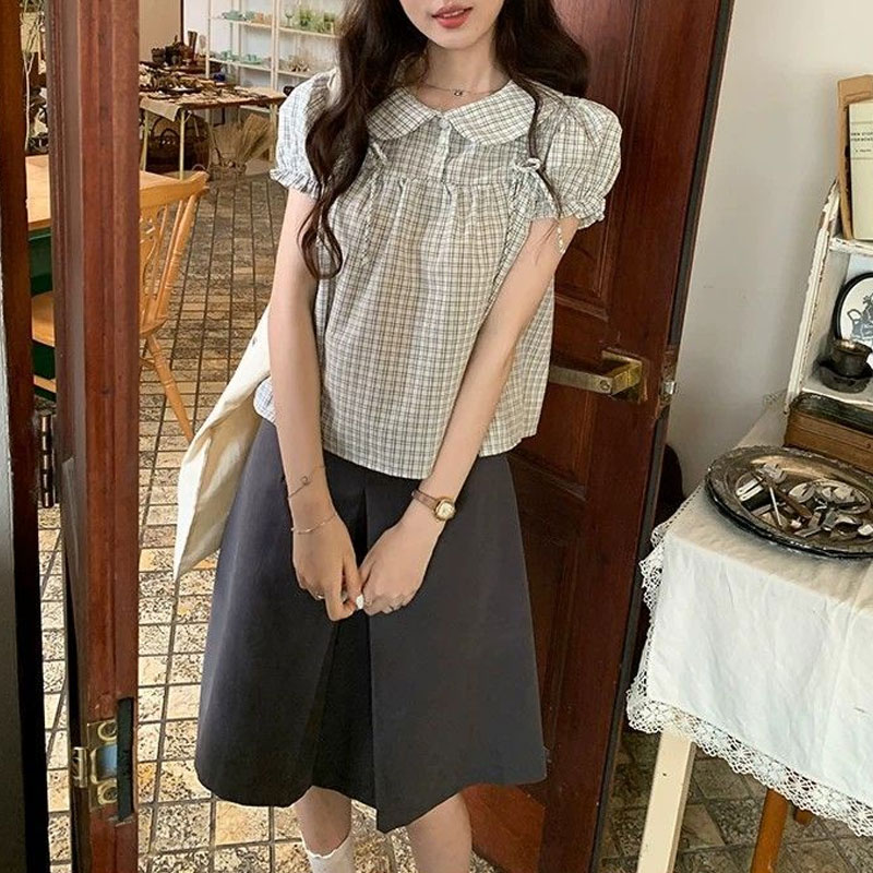 여성 의류 프레피 스타일 인형 칼라 한국 셔츠 빈티지  - Vintage Fashion Dolls 리뷰 및 가격