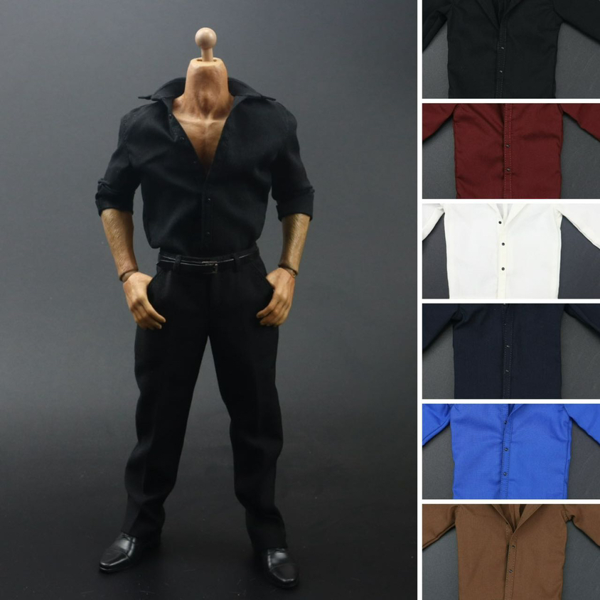 1/6 군인 솔리드 컬러 셔츠 오픈 칼라 공식 셔츠 캐 - Vintage Fashion Dolls 리뷰 및 가격
