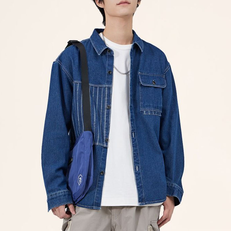 남성용 한국 시크 턴다운 칼라 포켓 데님 재킷, 용수철 - Vintage Fashion Now 리뷰 및 가격