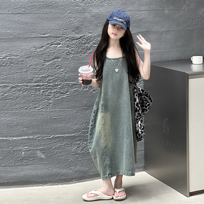빈티지 블루 어린이 소녀 고품질 민소매 데님 드레스 s - Vintage Fashion Outfit 리뷰 및 가격