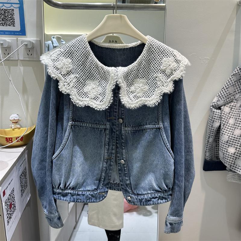 여성 봄 가을 새로운 한국 스타일 데님 자켓 인형 칼라 - Vintage Fashion Dolls 리뷰 및 가격