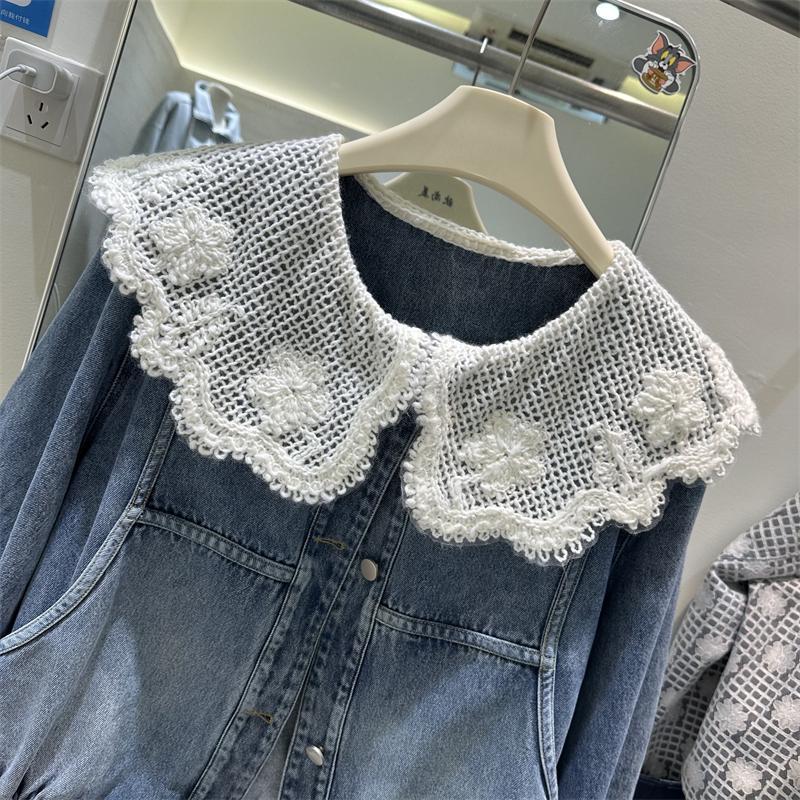 여성 봄 가을 새로운 한국 스타일 데님 자켓 인형 칼라 - Vintage Fashion Dolls 리뷰 및 가격