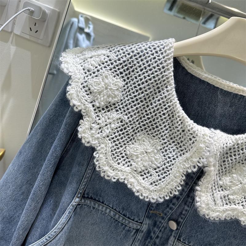 여성 봄 가을 새로운 한국 스타일 데님 자켓 인형 칼라 - Vintage Fashion Dolls 리뷰 및 가격